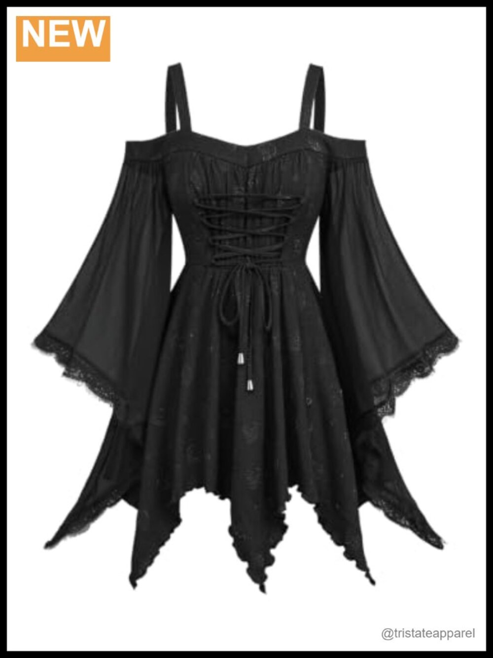 Plus Size Bell Sleeve Cold Shoulder Renaissance Blouse Witchy Top